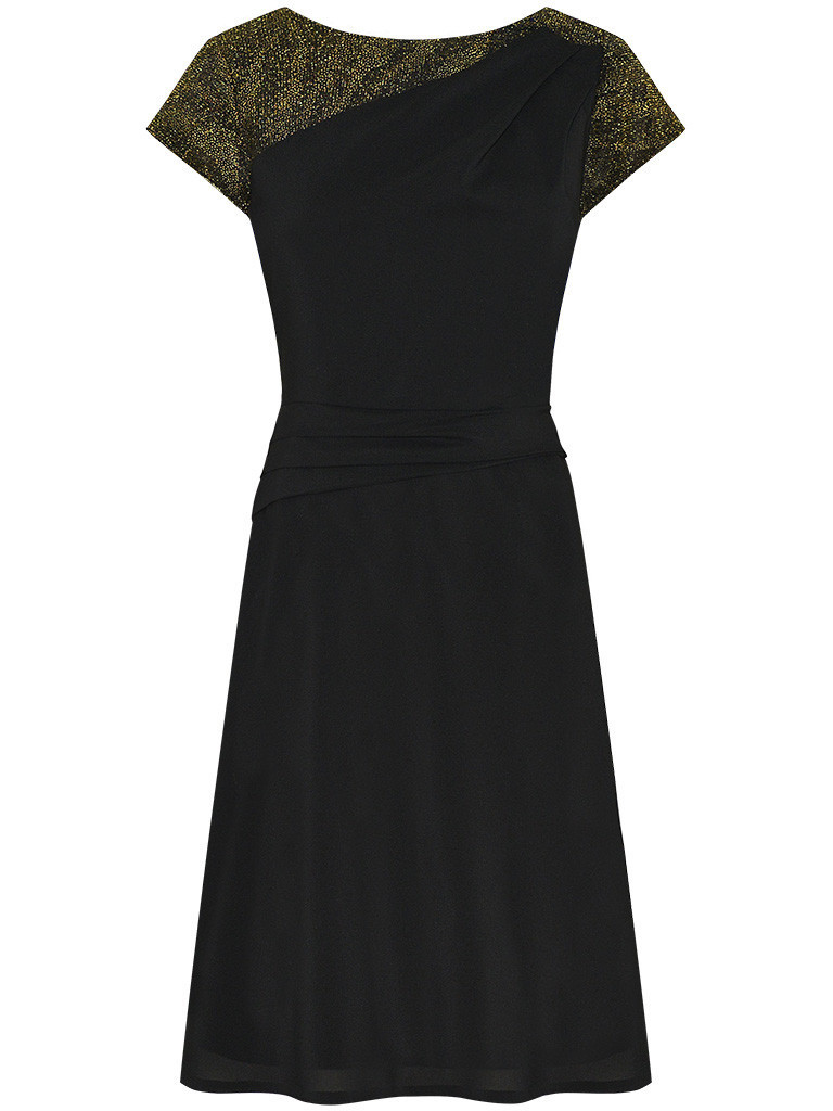 Zwiewna sukienka z szyfonu, śliczna kreacja na wesele, czarna