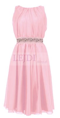 Wieczorowa sukienka z szyfonu na wesele, różowa