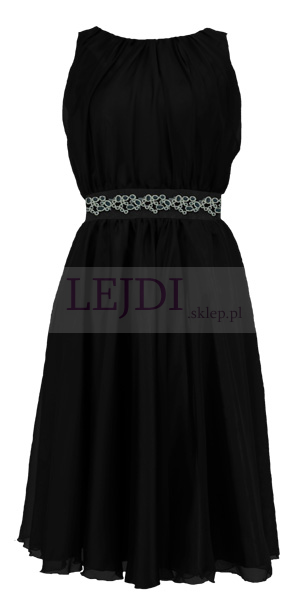 Wieczorowa sukienka z szyfonu na wesele, czarna