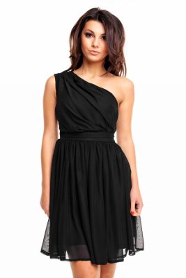 Asymetryczna sukienka z szyfonu czarna