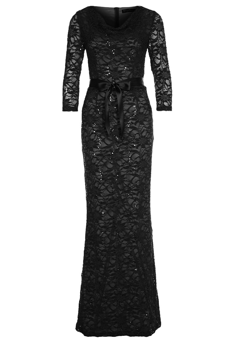 Długa koronkowa suknia balowa czarna
