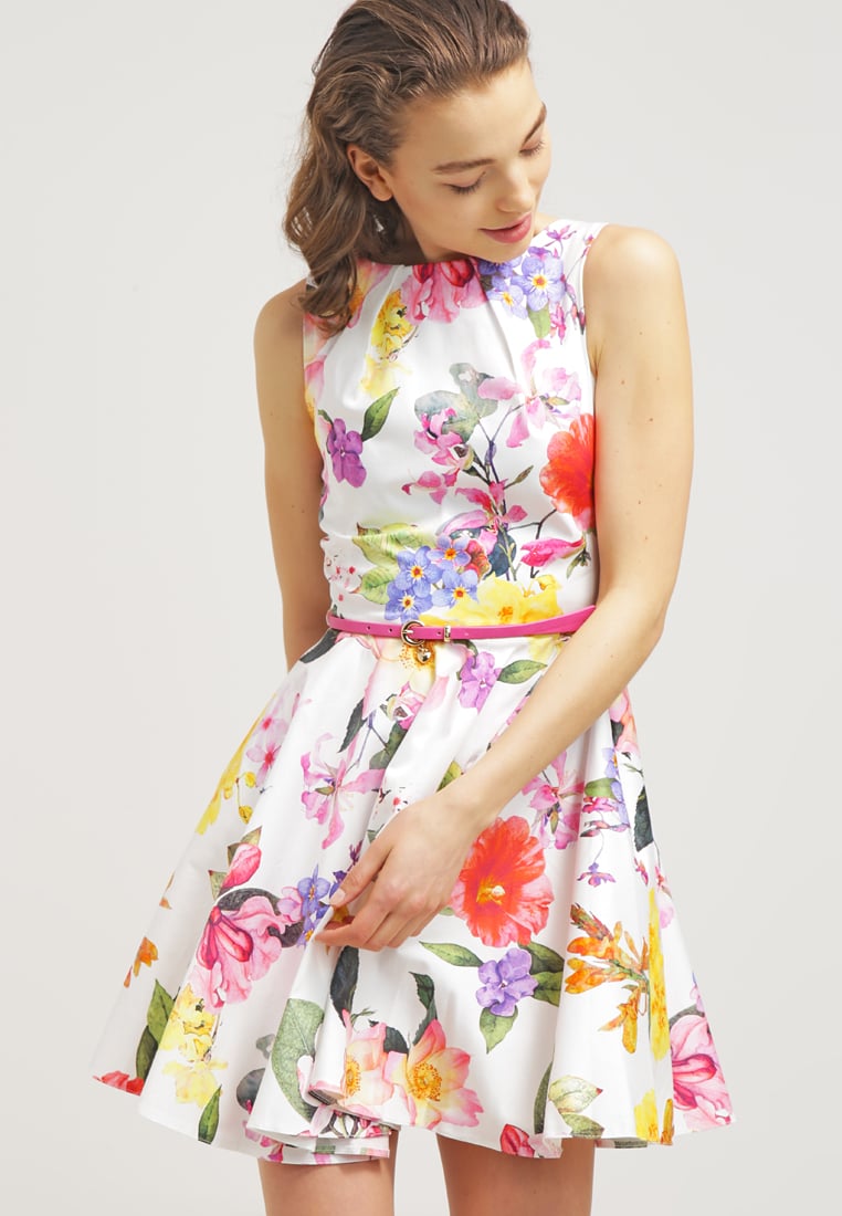 Letnia sukienka mini z paskiem kwiaty