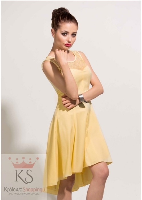 Asymetryczna żółta sukienka bez rękawów