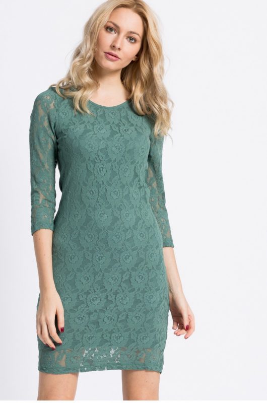 Elegancka sukienka koronkowa mini zielona
