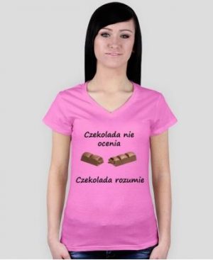 Damskie koszulki z napisem czekolada nie ocenia