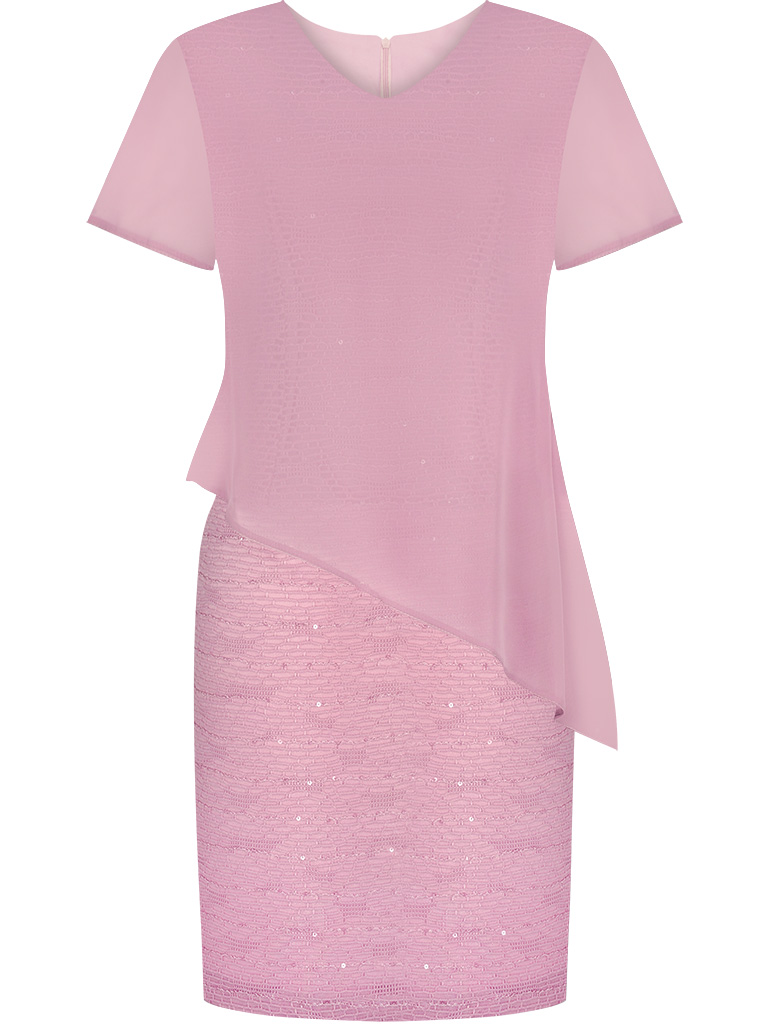 Różowa sukienka z cekinami na wesele lub sylwestra