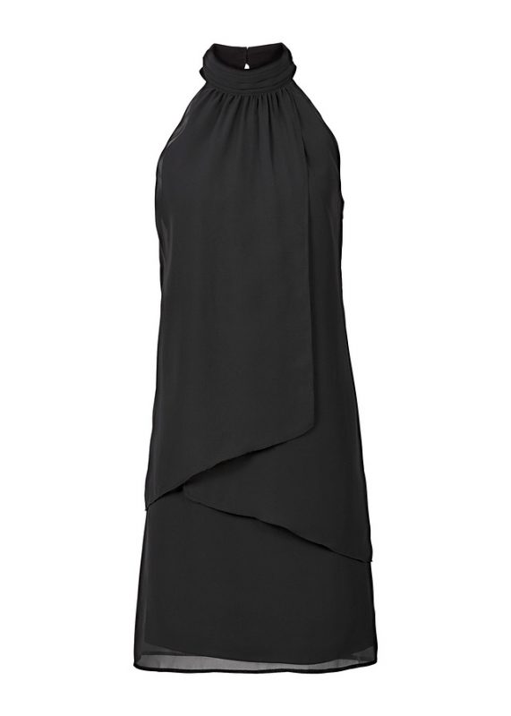 Czarna sukienka zapinana na szyi