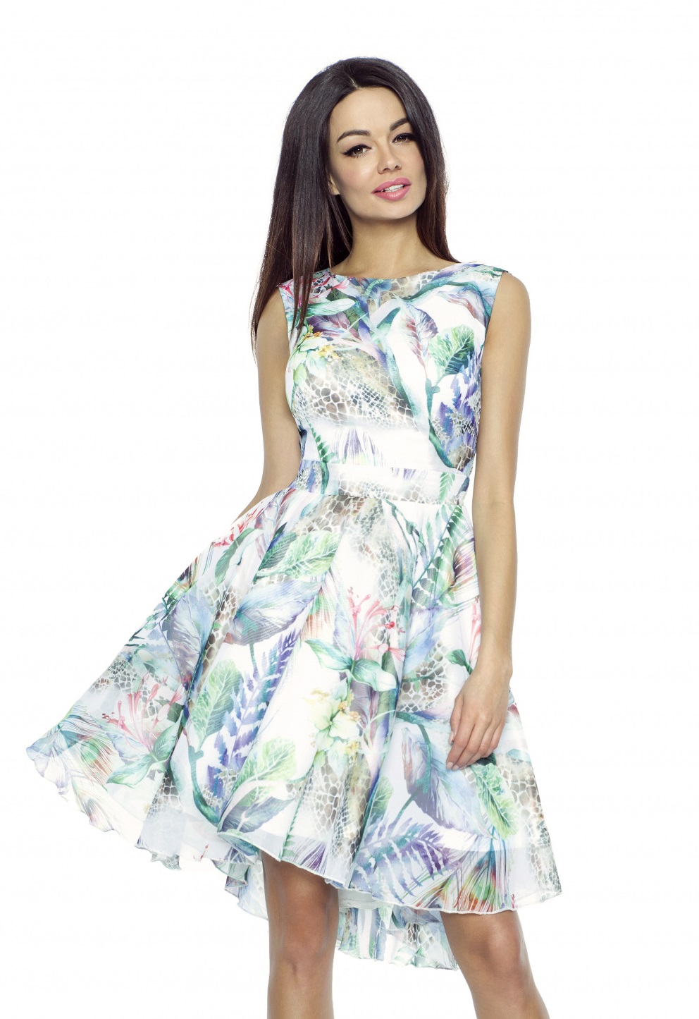 Lenia szyfonowa sukienka z kwiatowym wzorem