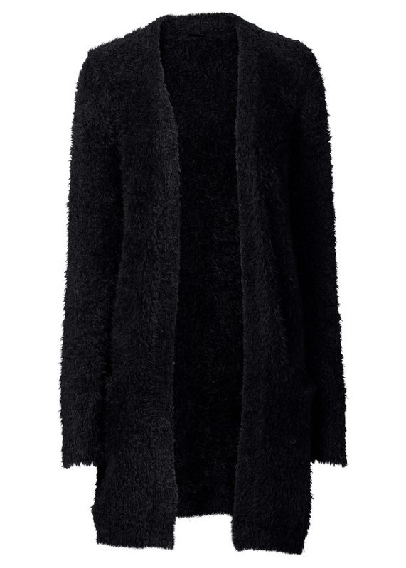 Długi sweter kardigan jesienny czarny