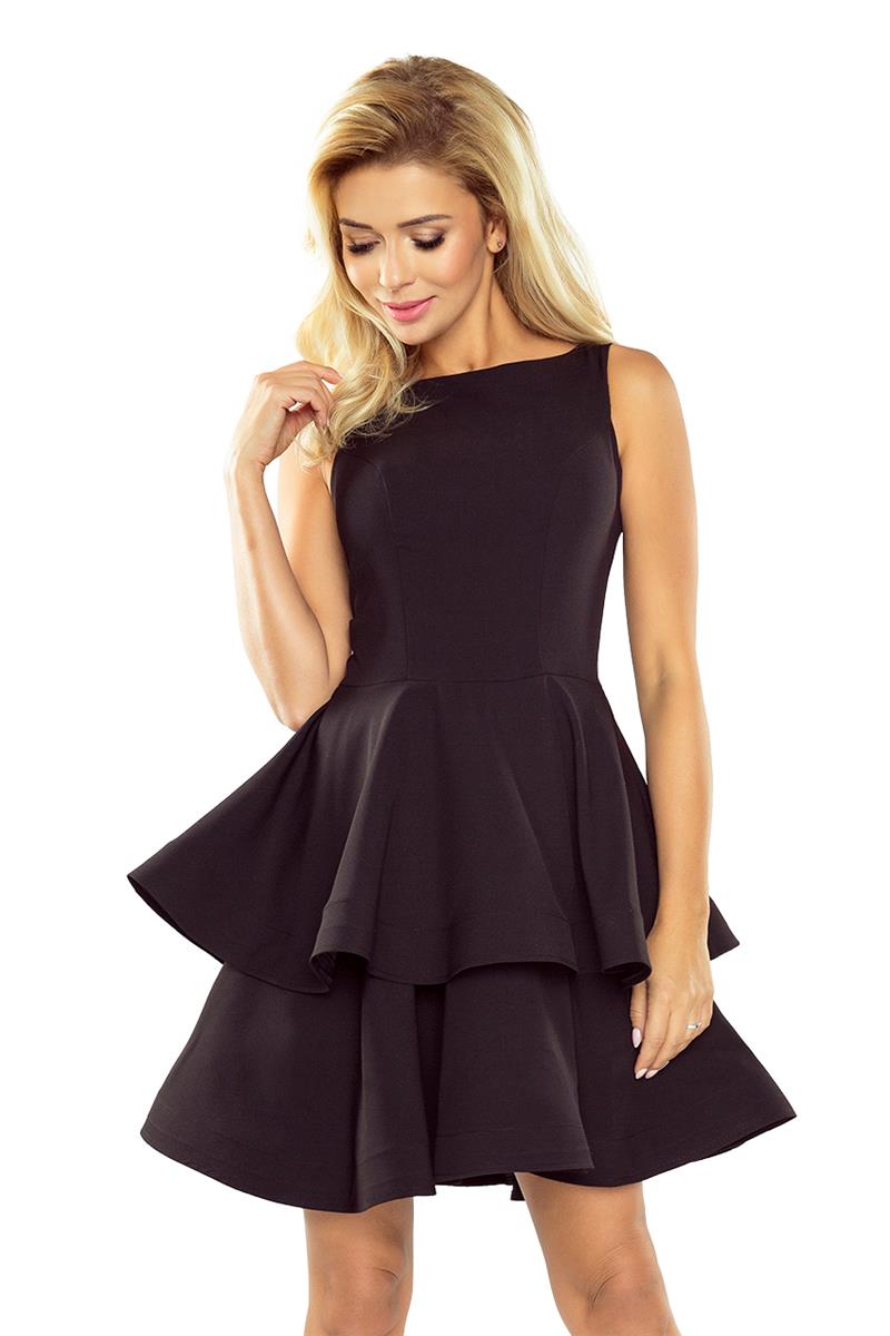 Rozkloszowana sukienka z falbankami czarna