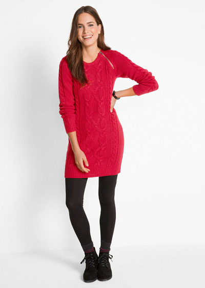 Dzianinowa sukienka sweterkowa czerwona