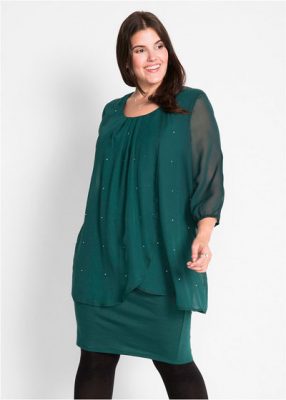 Wyszczuplająca sukienka z szyfonem zielona