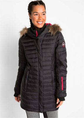 Długa ciepła kurtka outdoorowa pikowana czarna