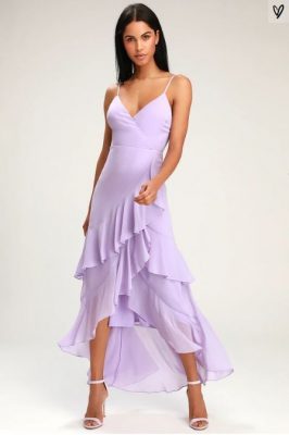 RIGHT THIS SWAY LAVENDER RUFFLED MAXI DRESS