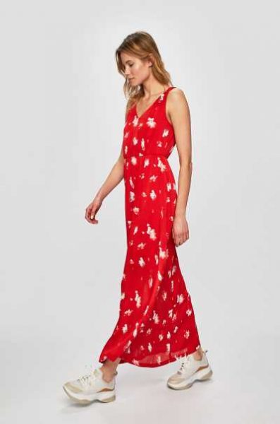 ONLY - długa sukienka na lato czerwona