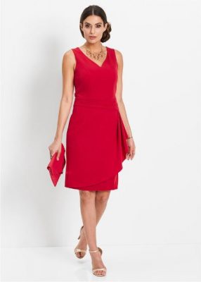 Elegancka sukienka ołówkowa bez rękawów czerwona