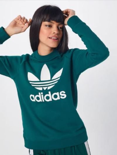 Adidas bluza bez kaptura logo zielona