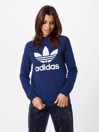 Adidas bluza bez kaptura logo niebieska