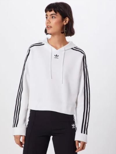 Adidas krótka bluza z kapturem biała