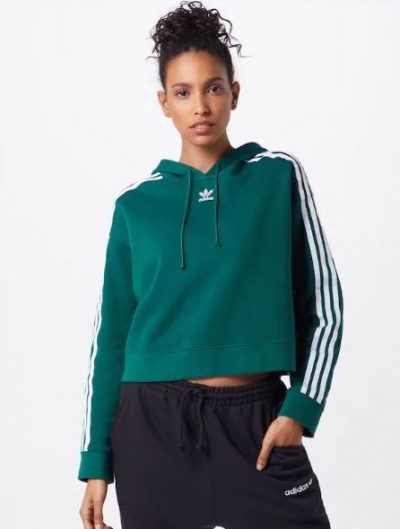 Adidas krótka bluza z kapturem zielona