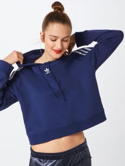 Adidas krótka bluza z kapturem niebieska