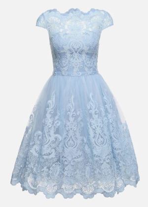 Chi Chi London sukienka koronkowa niebieska