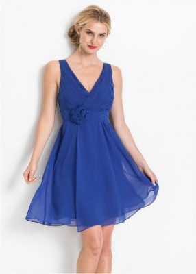 Sukienka z kwiatową aplikacją niebieska