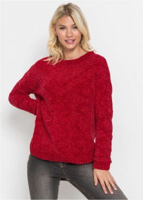 Ciepły sweter damski czerwony