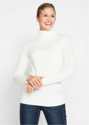 Sweter z golfem damski biały