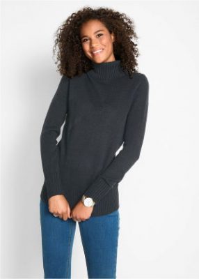 Sweter z golfem damski czarny