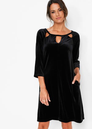 Aksamitna sukienka z wycięciami czarna